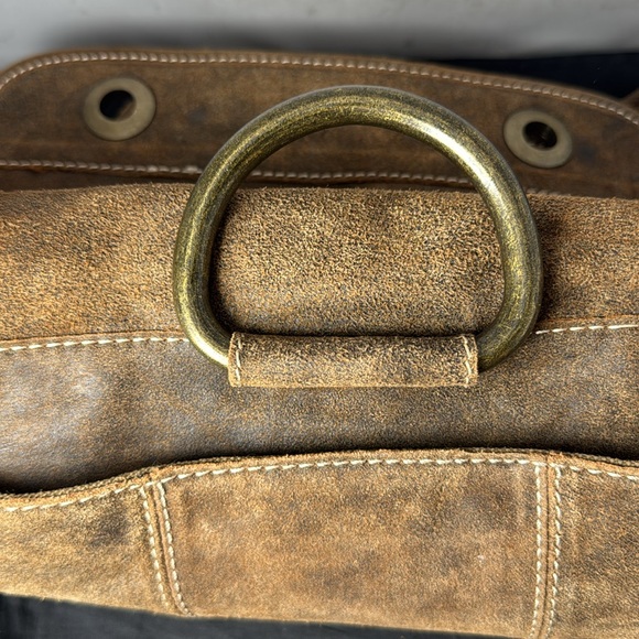 Wilsons Leather M. Julian Brown Leather Suede Canvas Messenger Bag - Picture 9 of 13